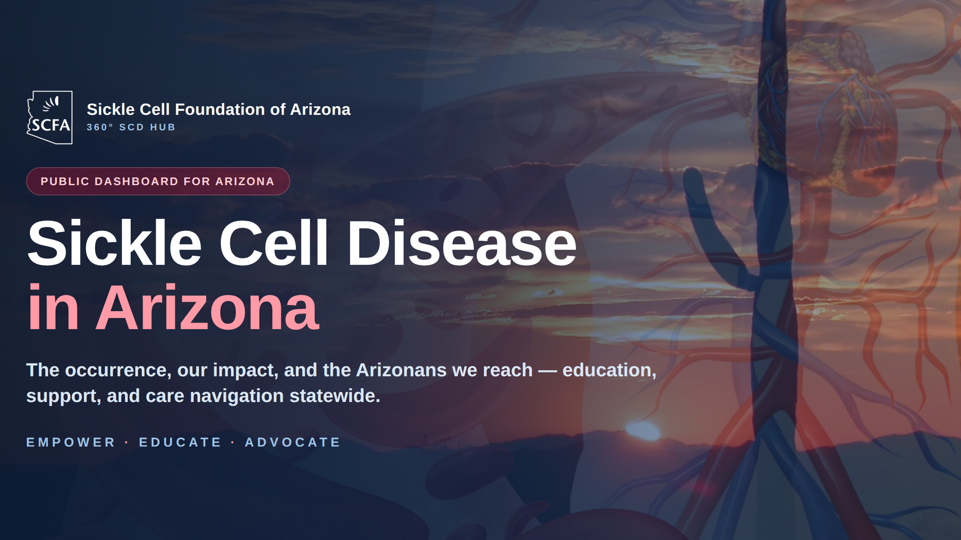 Sickle Cell Disease in Arizona — the Foundation's public dashboard: the occurrence, our impact, and the Arizonans we reach