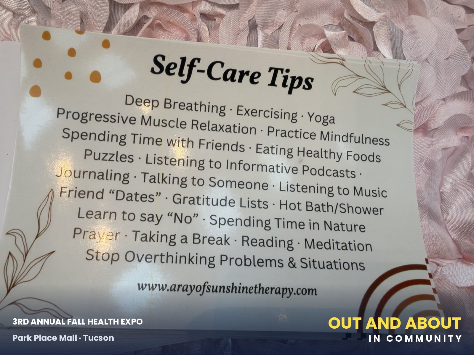 Self-care tips from a local therapy practice.